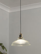 Next Searchlight Clear Brass and Black Highbury Industrial Pendant Ceiling Light- Buy online at McGrocer