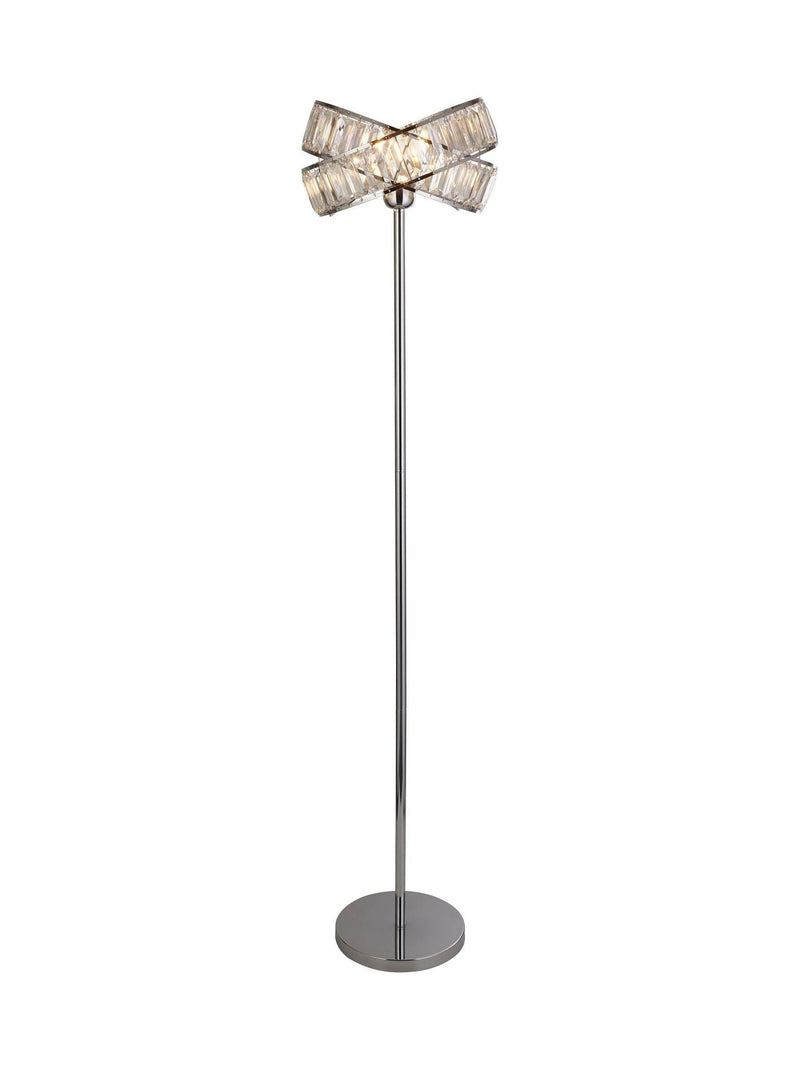 Searchlight chrome floor lamp with crystal prisms 150cm (British brand)