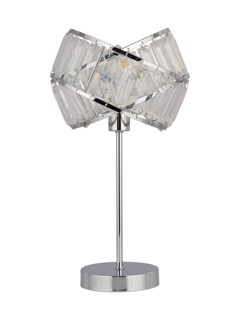 Searchlight Madea chrome clear table lamp 39cm, imported from the UK