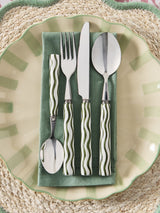 Next 16 Piece Green Ceramic Handle Wiggle Pattern Cutlery- Buy online at McGrocer