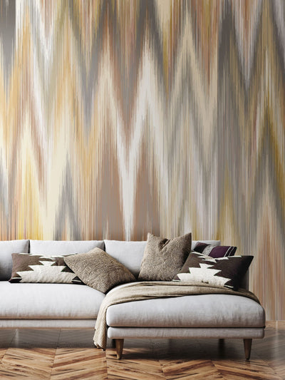 Next Origin Murals Natural Ikat Zig Zag Wall Mural 2.8m x 3.5m- Buy online at McGrocer