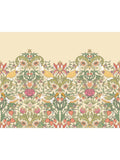 Origin Murals wallpaper sample with gold and olive birds and foliage, UK version