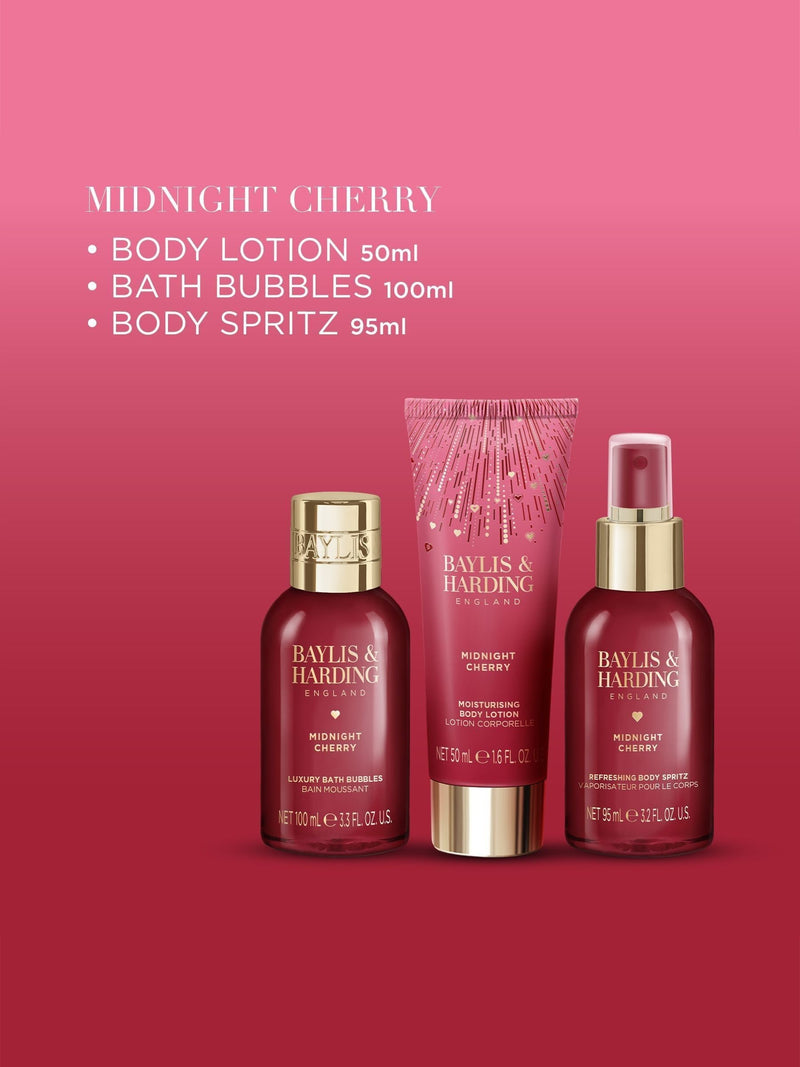 Baylis & Harding Midnight Cherry bath and body gift set - British product