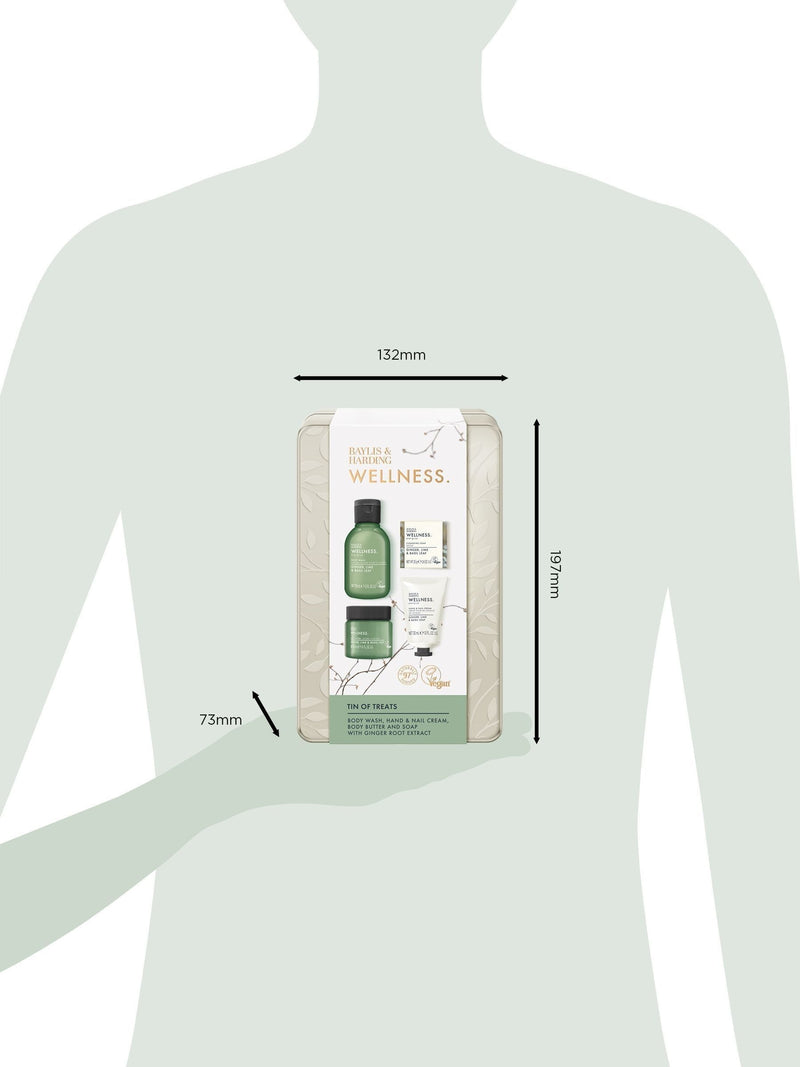 Baylis and Harding wellness tin gift set with body care items - British product