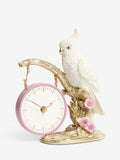White Gold Cockatoo Mantel Clock 26cm - British product