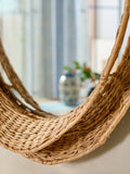 Neutral wavy woven round wall mirror 70cm, imported from the UK