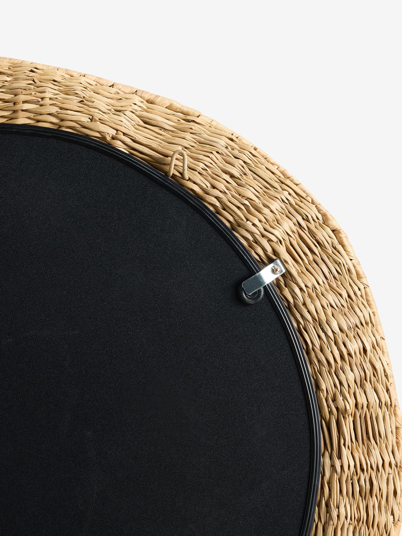 Neutral wavy woven round wall mirror 70cm, imported from the UK