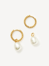 Next Missoma Gold Tone Pearl Twisted Smalldrop Hoop Earrings- Buy online at McGrocer