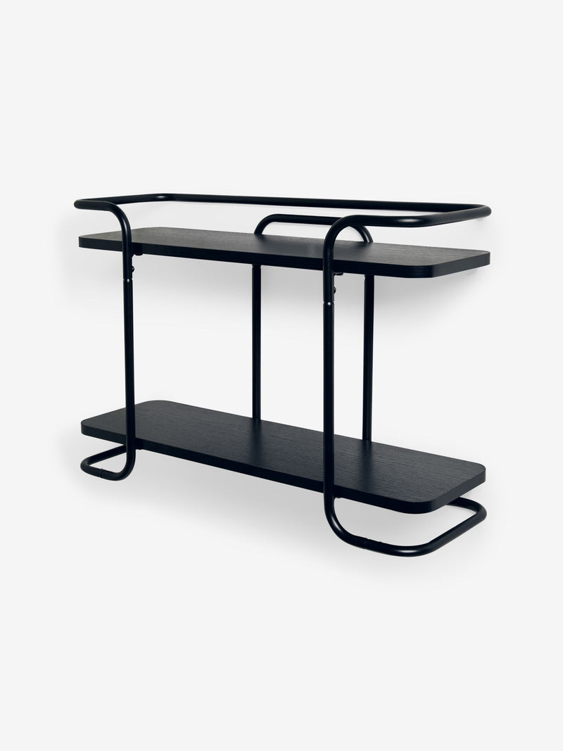 Black two tier wall shelf 60cm, imported from the UK
