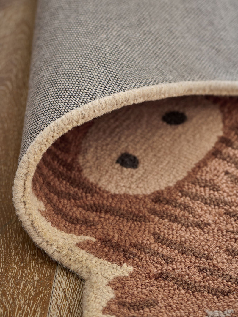 Natural wool shaped rug Hamish Highland Cow 80cm x 76cm, imported from the UK