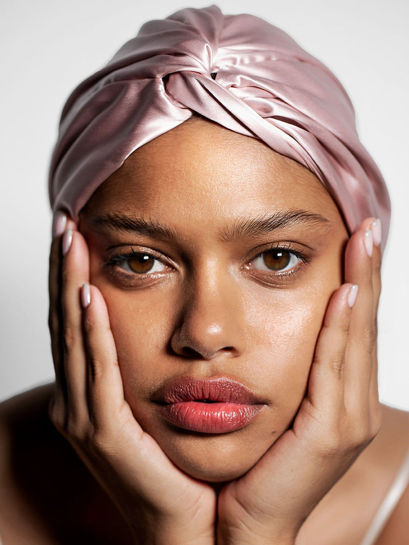 Slip silk lined hair turban pink (British brand)