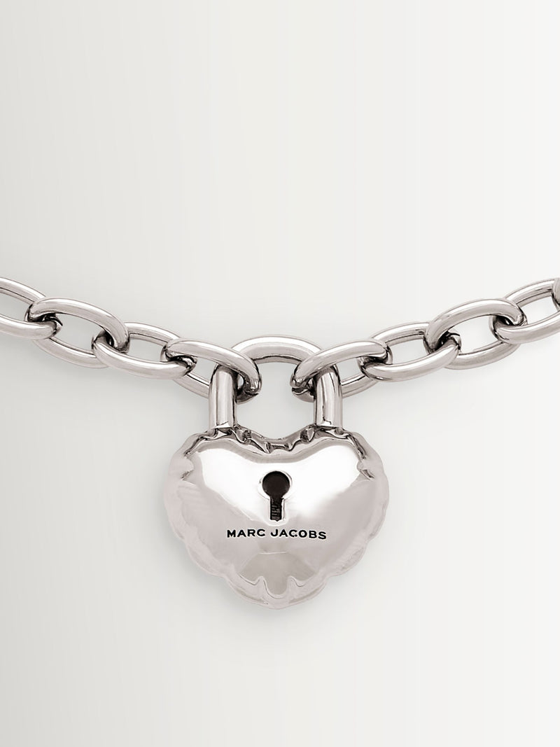 Marc Jacobs silver tone heart lock pendant necklace, imported from the UK