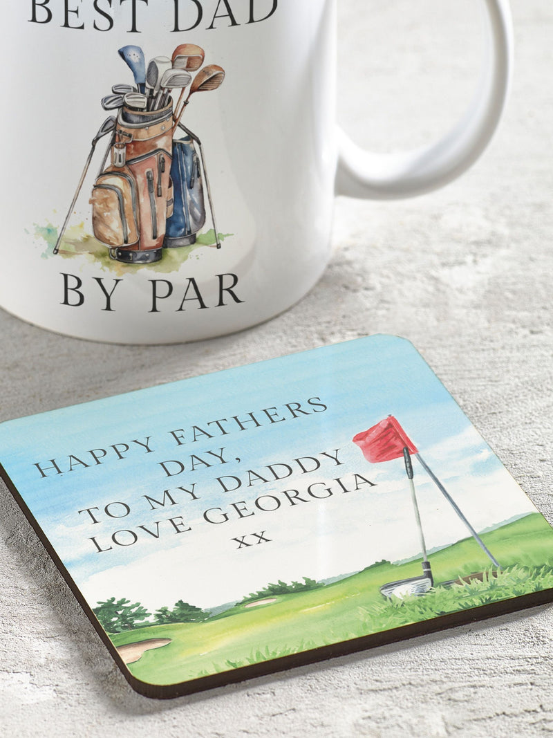 Loveabode Personalised Happy Father's Day 11oz Ceramic Mug and Coaster Set, imported from the UK