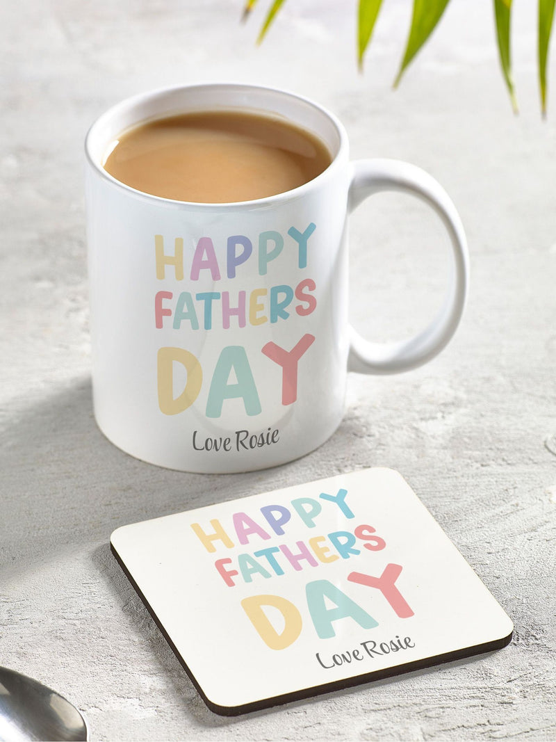 Loveabode personalised mug and coaster set for Father's Day, imported from the UK