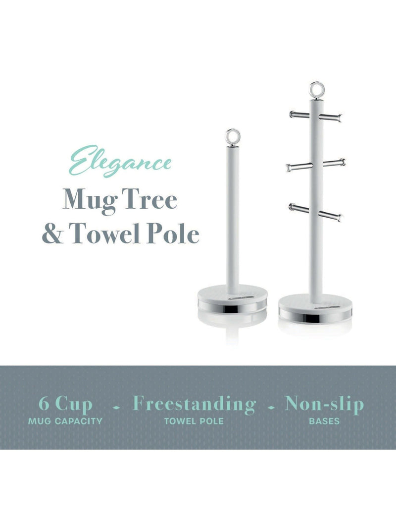 Swan white towel pole and mug tree set 43.5cm height (British brand)