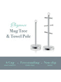 Swan white towel pole and mug tree set 43.5cm height (British brand)