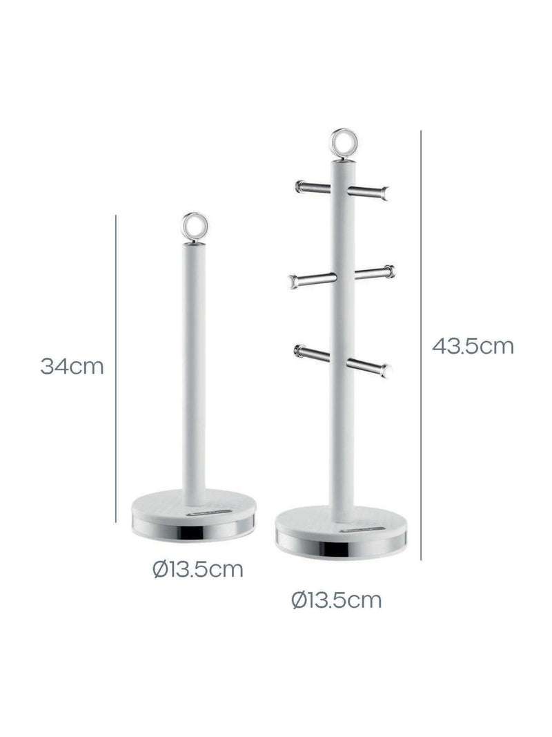 Swan white towel pole and mug tree set 43.5cm height (British brand)