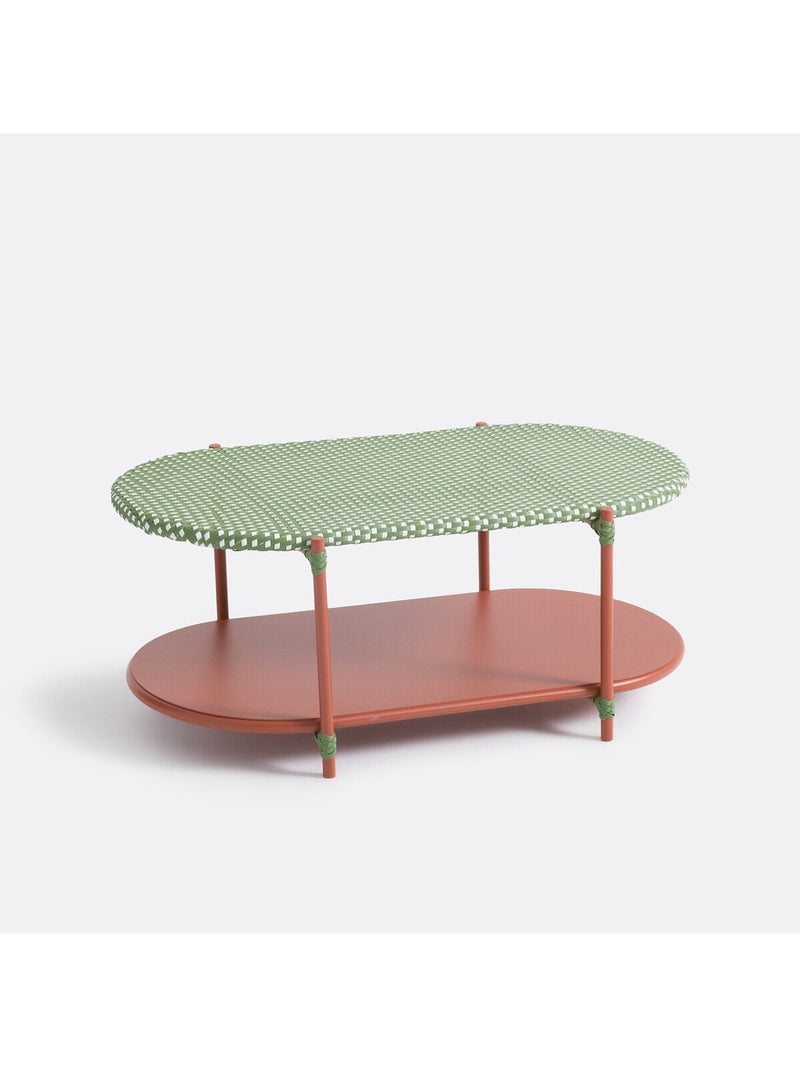 La Redoute Matu 2-tier coffee table red green white, imported from the UK