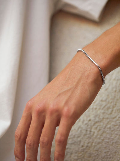 Bartlett London Silver Tone Box Chain Bracelet