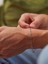 Bartlett Paperclip Chain Bracelet Silver Tone Waterproof Stainless Steel Titanium