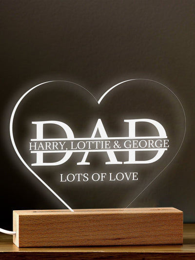 Next Little Years Personalised Dad Love Heart Night Light- Buy online at McGrocer