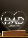 Little Years personalised Dad Love Heart night light - British product