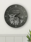 PMC Personalised Highland Cow Slate Clock, imported from the UK