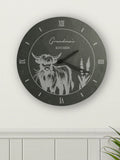PMC Personalised Highland Cow Slate Clock, imported from the UK