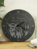 PMC Personalised Highland Cow Slate Clock, imported from the UK