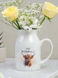 PMC Highland cow personalised jug vase, imported from the UK