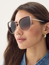 Next Guess Gold Tone Metal Cat Eye Sunglasses- Buy online at McGrocer