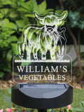 PMC personalised Highland cow garden solar light - British product