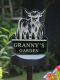 PMC personalised Highland cow garden solar light - British product