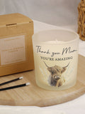 PMC Highland Cow frosted glass candle, imported from the UK