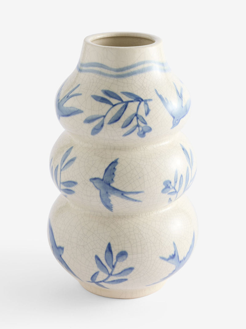 Blue coastal ceramic vase 26.5cm, imported from the UK