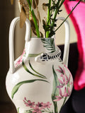 Hand painted tropical ceramic vase with handles 35cm, imported from the UK