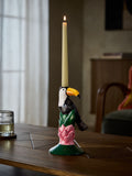 Green toucan ceramic taper candle holder, imported from the UK