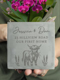 PMC Personalised Highland Cow Concrete Plant Pot, imported from the UK