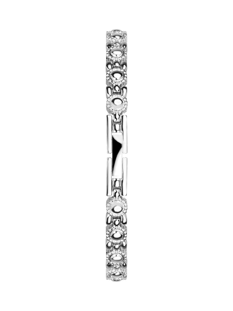 Limit silver round analog watch with stone set bracelet 22mm, UK version