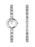 Limit silver round analog watch with stone set bracelet 22mm, UK version