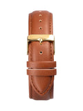 Brown analogue watch with round 41mm case and tan strap, UK version