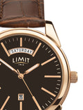 Limit Analogue Watch Brown Strap 40mm, imported from the UK