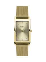 Next Limit Gold Tone Rectangular Analogue Watch with Mesh Strap 23mm- Buy online at McGrocer