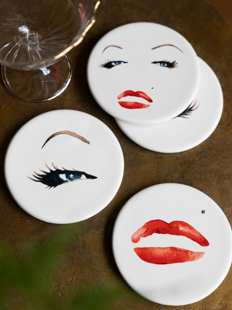 Rockett St George Marilyn Monroe cream ceramic coasters set, UK version