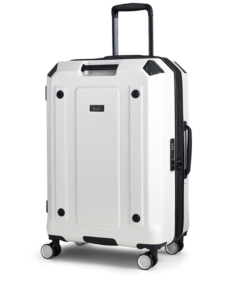 Rock Luggage white medium Alpine suitcase, imported from the UK