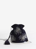 Love & Roses navy velvet sequin pouch bag - British product
