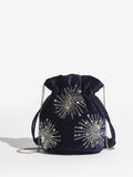 Love & Roses navy velvet sequin pouch bag - British product