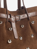 Friends Like These chocolate brown faux suede studded tote bag (British brand)
