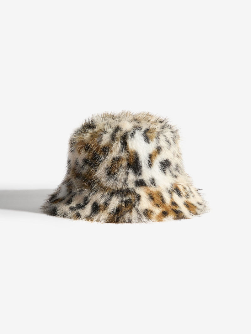 Friends Like These leopard print faux fur bucket hat, British brand