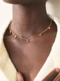 Dainty heart necklace gold tone with cubic zirconia - British product